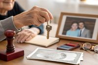 Foto: Ältere Person mit Schlüssel in der Hand